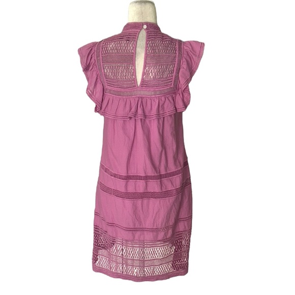 Sea New York Pink Purple Crochet Lace Embroidered Cutout Ruffle Mini Dress - 4 - Picture 7 of 13